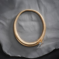Unique 1960s 18ct gold Tubogas collar set with a Victorian 9ct gold and aquamarine spider
