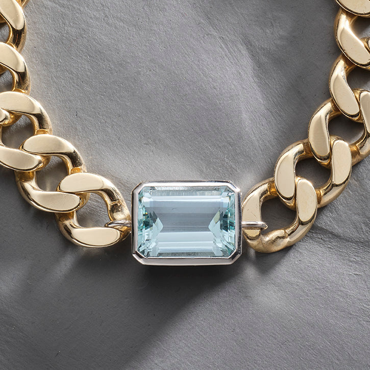 The Standard - 9ct Gold, Platinum and Aquamarine Bracelet