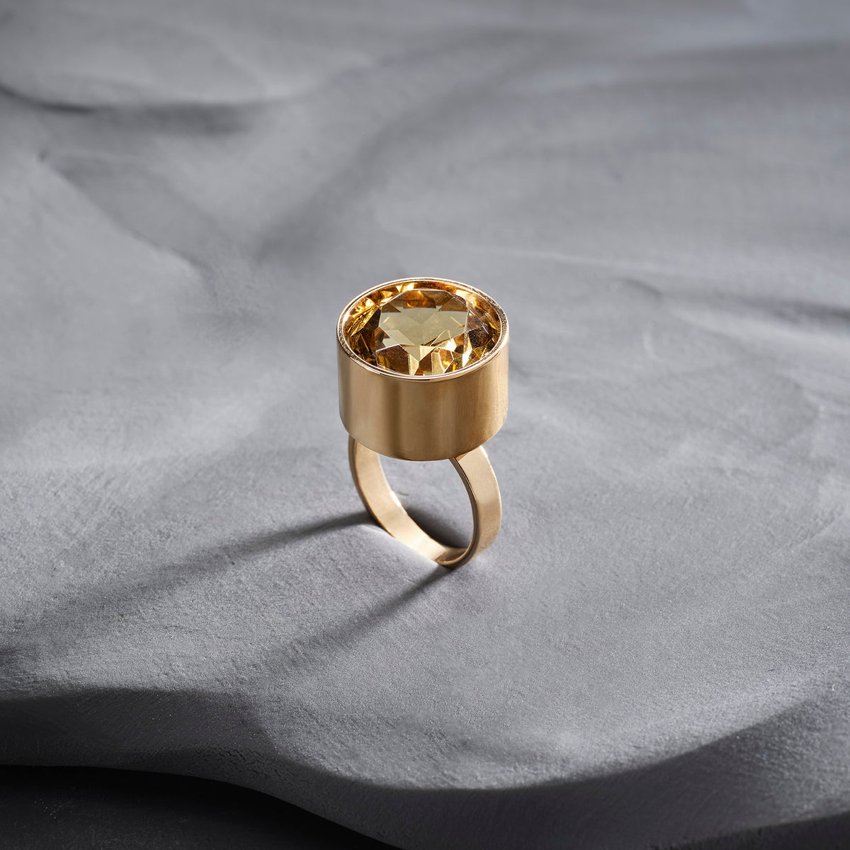 Mid century Gold and Citrine Cocktail ring by Aage Albing