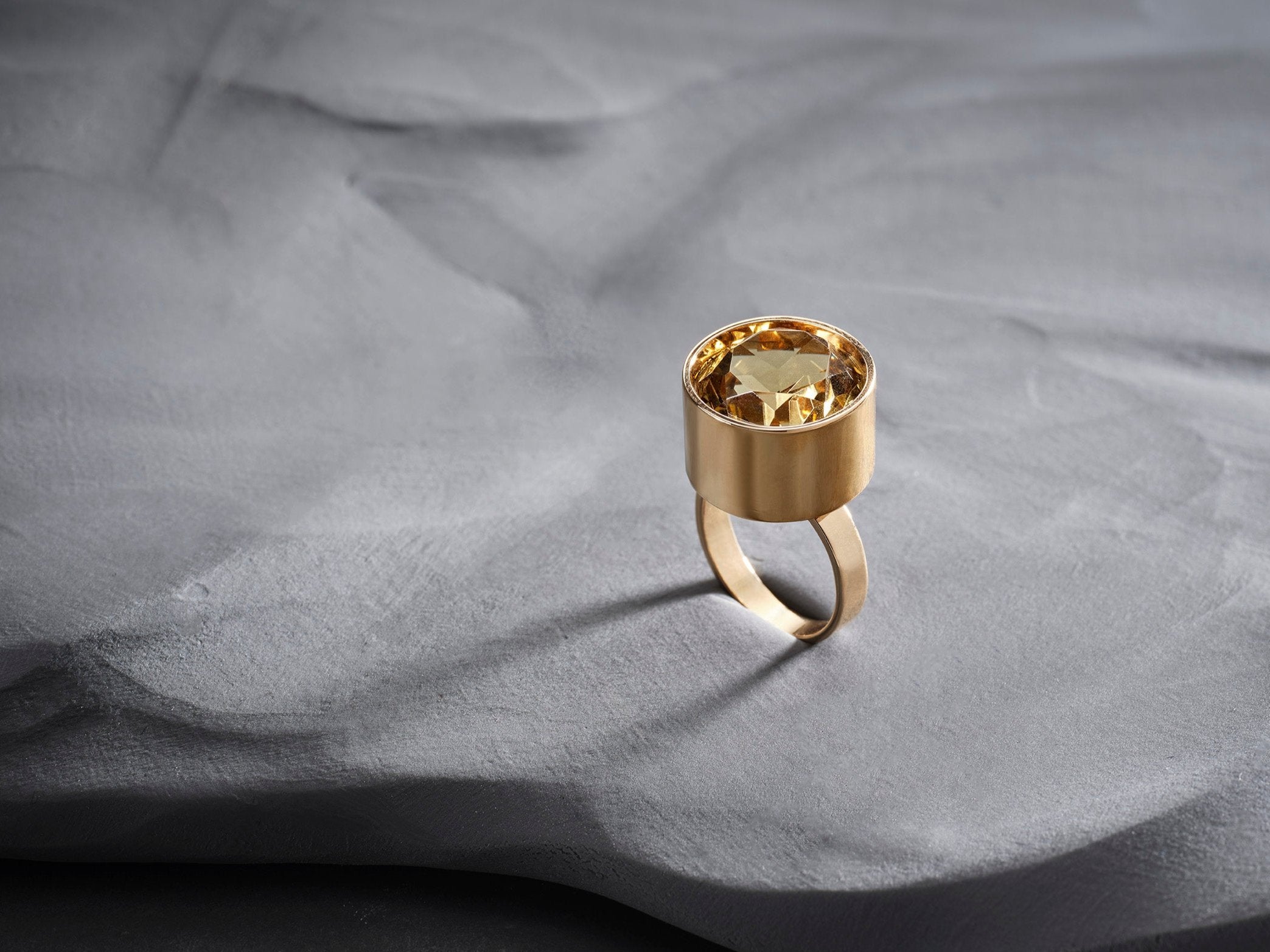 Mid century Gold and Citrine Cocktail ring by Aage Albing