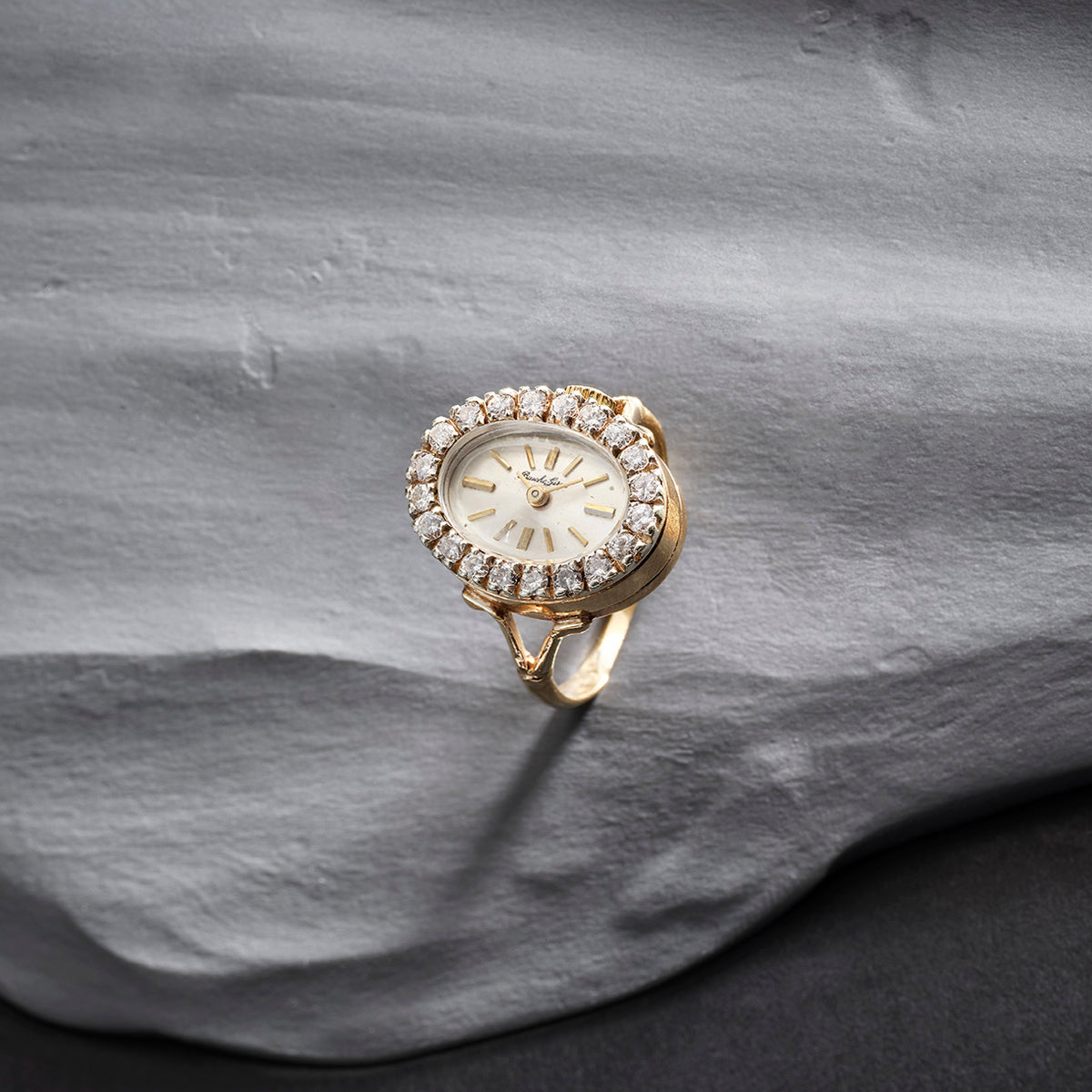 1960s Gold and Diamond ring watch by Bueche Girod