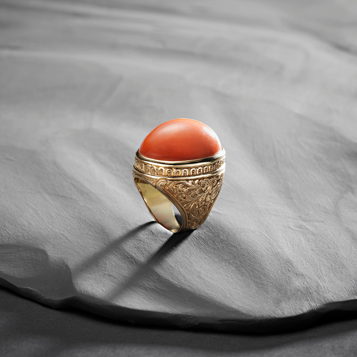18ct Gold and Coral Cocktail Ring
